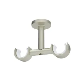 Support plafond double Ø20 mm nickel givré 70 mm