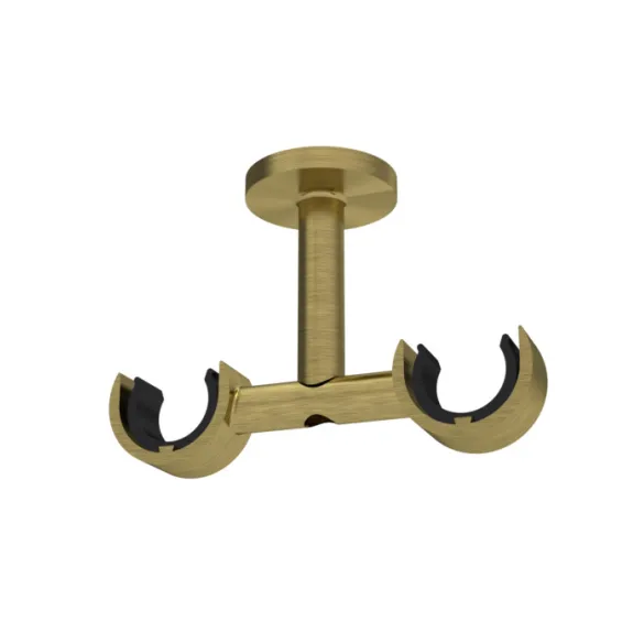 Support plafond double Ø20 mm bronze 70 mm