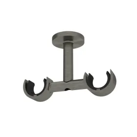 Support plafond double Ø20 mm argent vieilli 70 mm