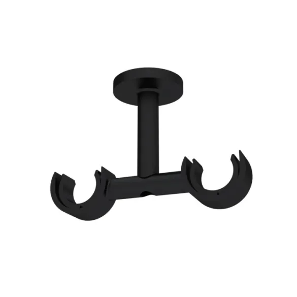 Support plafond double Ø20 mm noir mat 70 mm