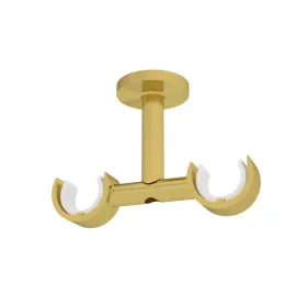 Support plafond double Ø20 mm décor laiton mat 70 mm