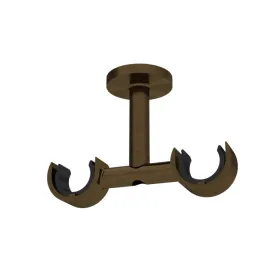 Support plafond double Ø20 mm antic bronze 70 mm