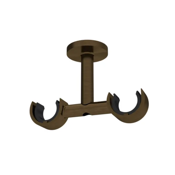 Support plafond double Ø20 mm antic bronze 70 mm