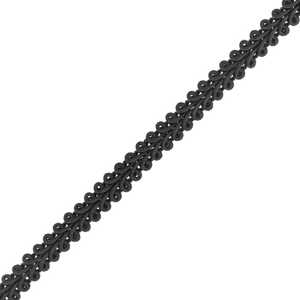 Galon épi de blé 9 mm noir, au mètre