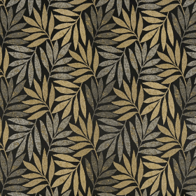 Tissu feuillage Eden soleil noir Casal