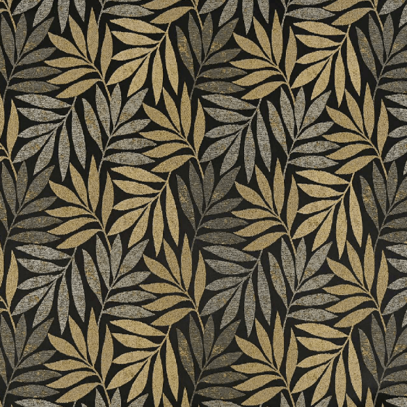 Tissu feuillage Eden soleil noir Casal