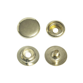 100 boutons pression 12,7mm laiton doré | artapisserie.fr