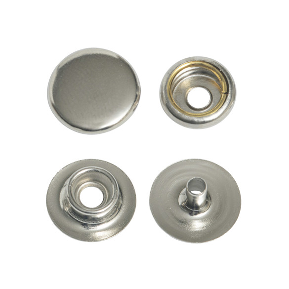 100 boutons pression 15,9 mm laiton plaqué nickelé