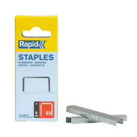 Boite de 1080 agrafes Rapid 53 galvanisées 6 mm Lot de 1080 agrafes Rapid 53 galvanisées 6 mm | artapisserie.fr