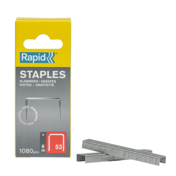 Lot de 1080 agrafes INOX Rapid 53 - 6 mm | artapisserie.fr