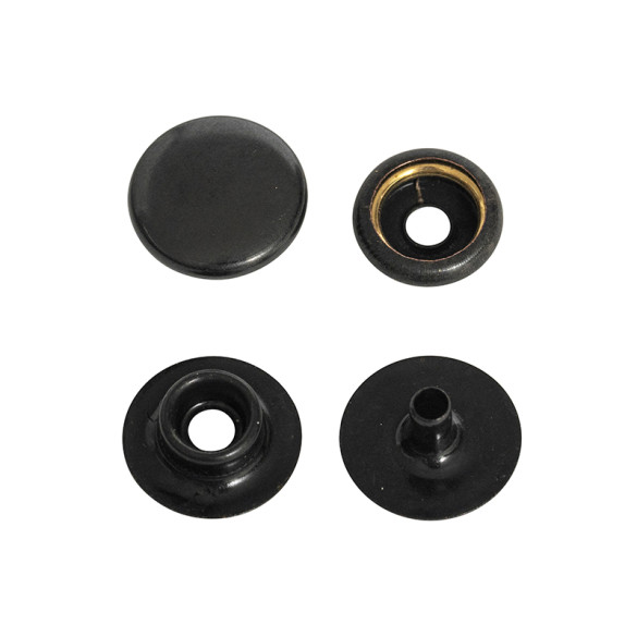 100 boutons pression 12,7mm acier noir cuivré | artapisserie.fr