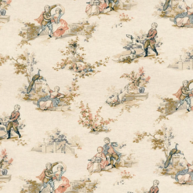 Toile de Jouy Gavotte multicolore Camengo | Artapisserie.fr