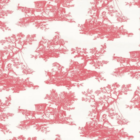 Toile de Jouy Cadence rouge grenat Camengo | Artapisserie.fr