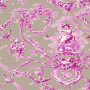 Toile de jouy fuchsia lin Ludivine Thevenon 280 cm