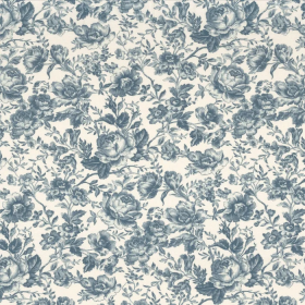 Toile de Jouy Celestine Tissu bleu encre Camengo | Artapisserie.fr