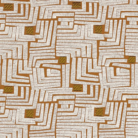 Tissu brodé Composition orange terreux Casamance | Artapisserie.fr