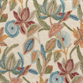 Tissu brodé The Lost Garden multico Casamance Tissu brodé The Lost Garden multicolore Casamance | Artapisserie.fr