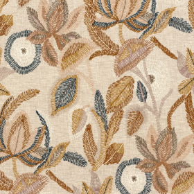 Tissu brodé The Lost Garden multico neutre Casamance Tissu brodé The Lost Garden multico neutre Casamance | Artapisserie.fr