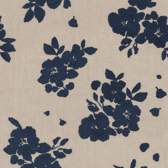 Tissu naturel Gardenia marine Casamance | Artapisserie.fr