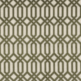 Tissu brodé Vibrations vert Casamance | Artapisserie.fr