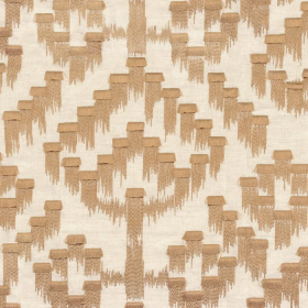 Tissu brodé Akame nude Casamance | Artapisserie.fr