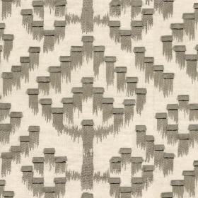 Tissu brodé Akame gris galet Casamance | Artapisserie.fr