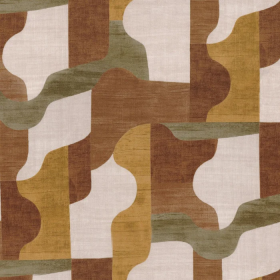 Tissu graphique Belle Epoque ocre orange terreux Casamance  | Artapisserie.fr