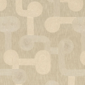 Tissu brodé Tête à Tête beige Casamance | Artapisserie.fr