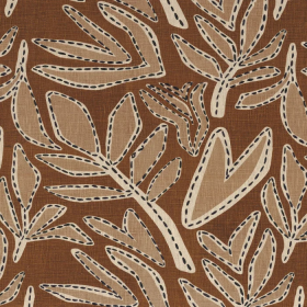 Tissu brodé Padua tabac beige Casamance | Artapisserie.fr