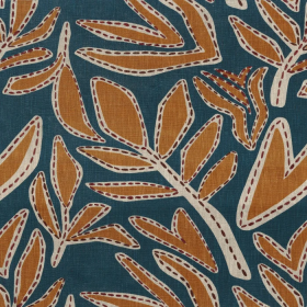 Tissu brodé Padua topaze terre de sienne Casamance | Artapisserie.fr