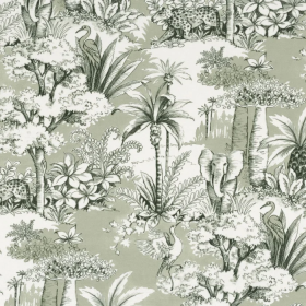 Tissu végétal Passaro vert de gris Camengo | Artapisserie.fr