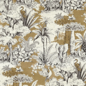 Toile de Jouy Passaro ocre Camengo | Artapisserie.fr
