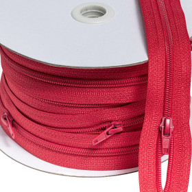 Fermeture à glissière 5 mm rouge vif - rouleau de 25 mètres | Artap...