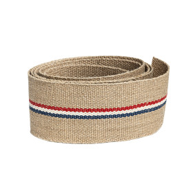 Sangle jute CS 811/850 85 mm à rayure tricolore - 5m | artapisserie.fr