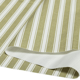 Tissu Cale anti-duvet et plumes 230g/m², rayé kaki et blanc