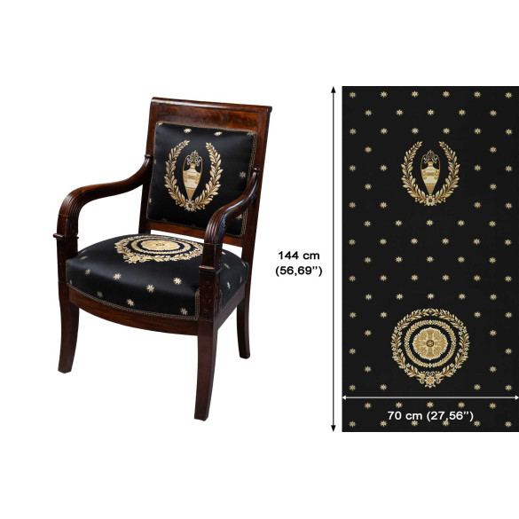 Tissu jacquard empire otrante fauteuil noir Casal | Artapisserie.fr