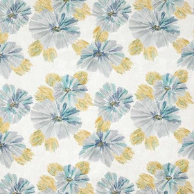 Tissu brodé Bonheur aqua Camengo