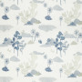 Tissu brodé Botanica Fico d\'india bleu turquin Nobilis