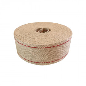 Sangle jute à rayures rouges 85 mm - 25 mètres