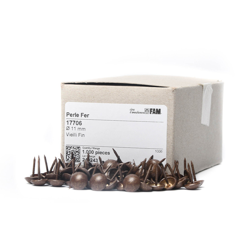Clous De Tapissier Tête Perle - Lot De 1000 Pièces - Fer 11 Mm - Finition Oxydée - Pour Restauration Fauteuils, Sièges