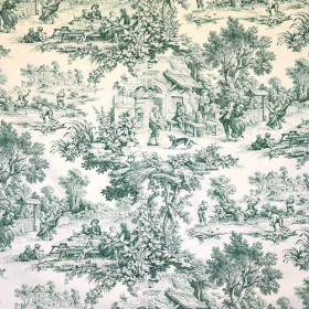 Toile de jouy Ronde villageoise vert Casal