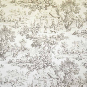 Toile de jouy Ronde villageoise taupe beige Casal