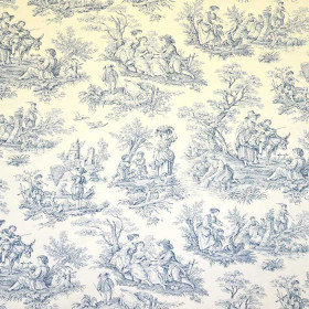 Toile de jouy à la Campagne bleu Casal