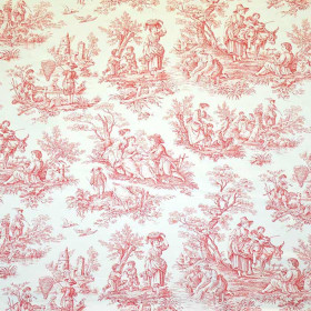 Toile de jouy à la Campagne rouge Casal