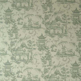 Toile de Jouy Sichuan ivoire vert Casal