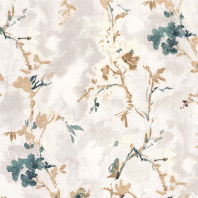 Voilage floral Ukiyo Cerisiers vert anglais Casamance 290 cm