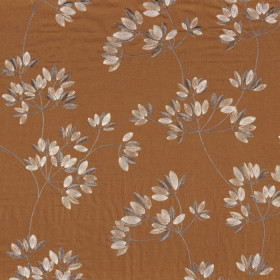 Tissu brodé Ukiyo Nandina sepia Casamance