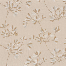 Tissu brodé Ukiyo Nandina nacre Casamance