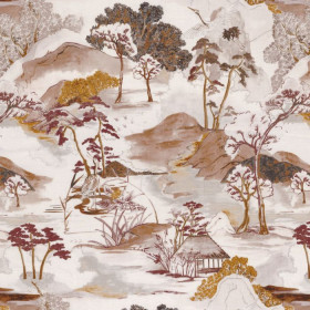 Tissu imprimé Matsu Lin terracotta ocre Casamance