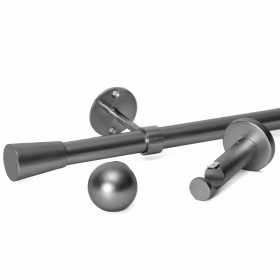 Kit tringle à rideau alu brossé Ø20 mm x 90 à 150 cm